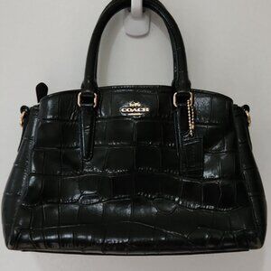 COACH Black Croc classic 3 compartment leather satchel. - crossbody